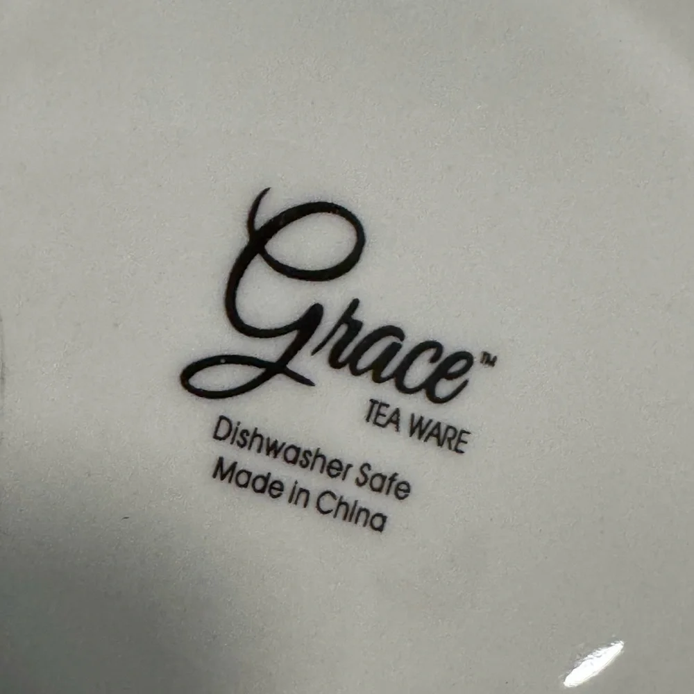 Grace Floral China Teacup and Saucer Set - Blue and Multicolor (4)